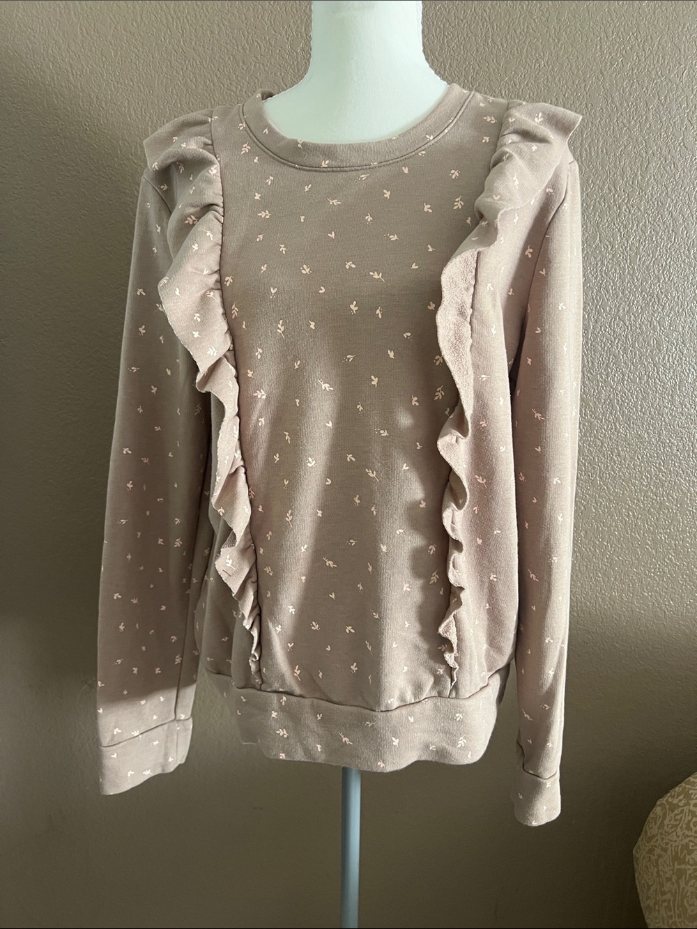 LC Lauren Conrad Blush Pink Ruffle Sweatshirt
